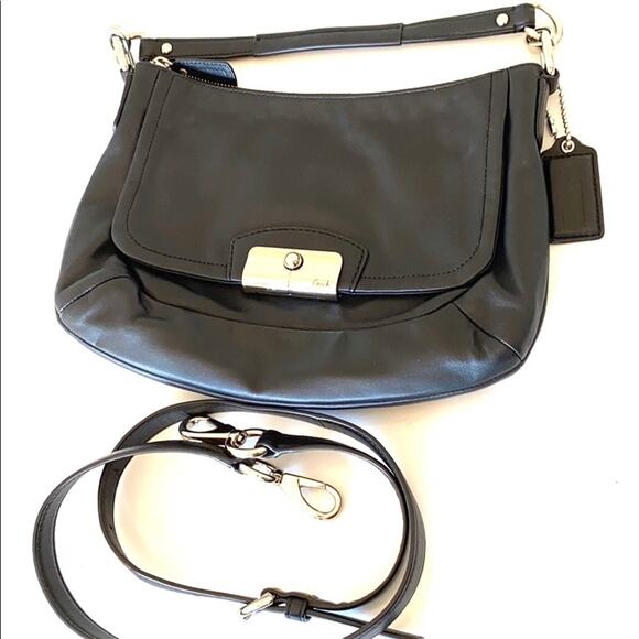 Coach Women's Black Leather Top Zip Satin Lined Crossbody Handbag 11.5"L X 8.5"H - Picture 6 of 12